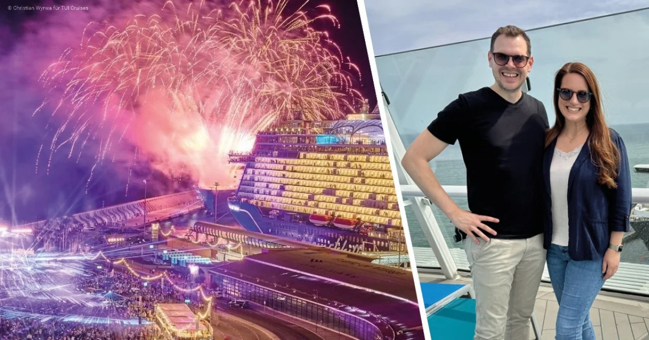 Johannes und Rebekka von EURESAreisen bei der Taufreise mit Mein Schiff Relax