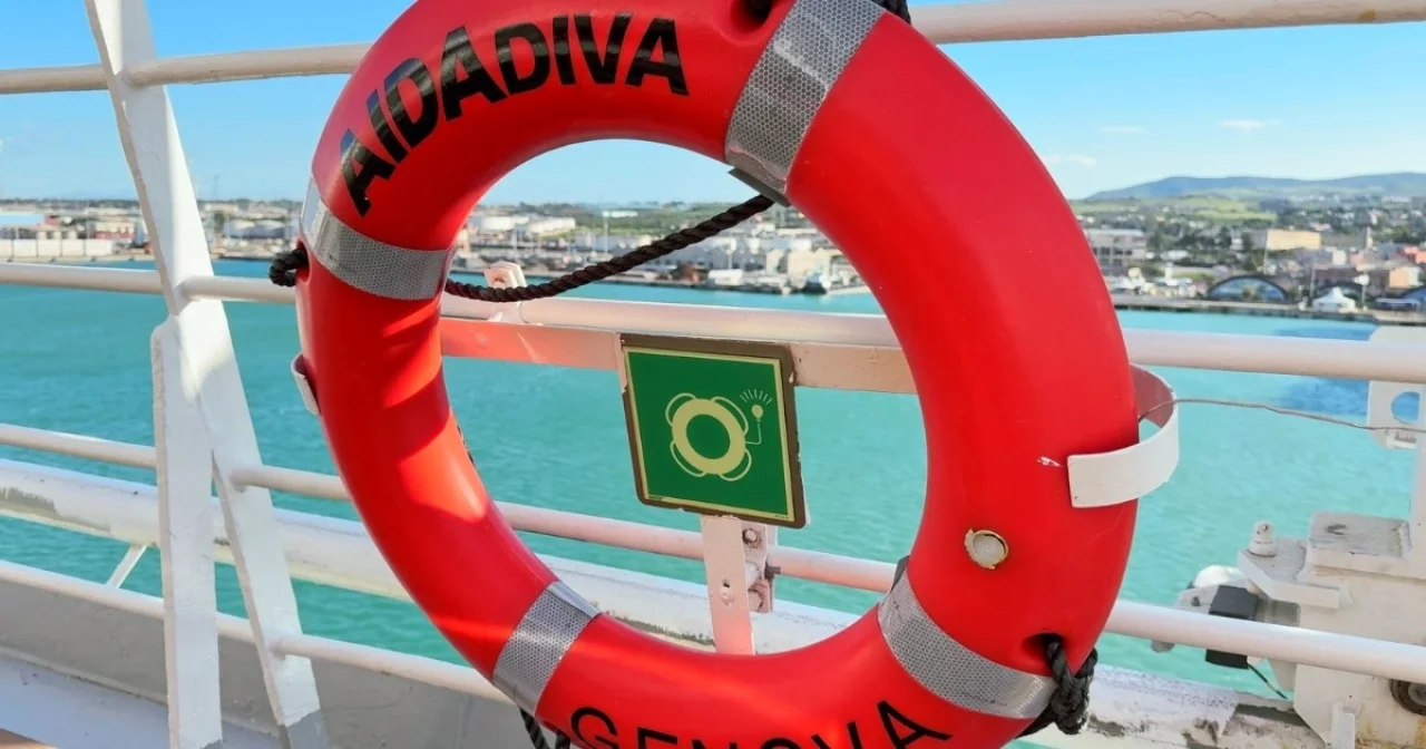 Rettungsring an Reling von AIDAdiva
