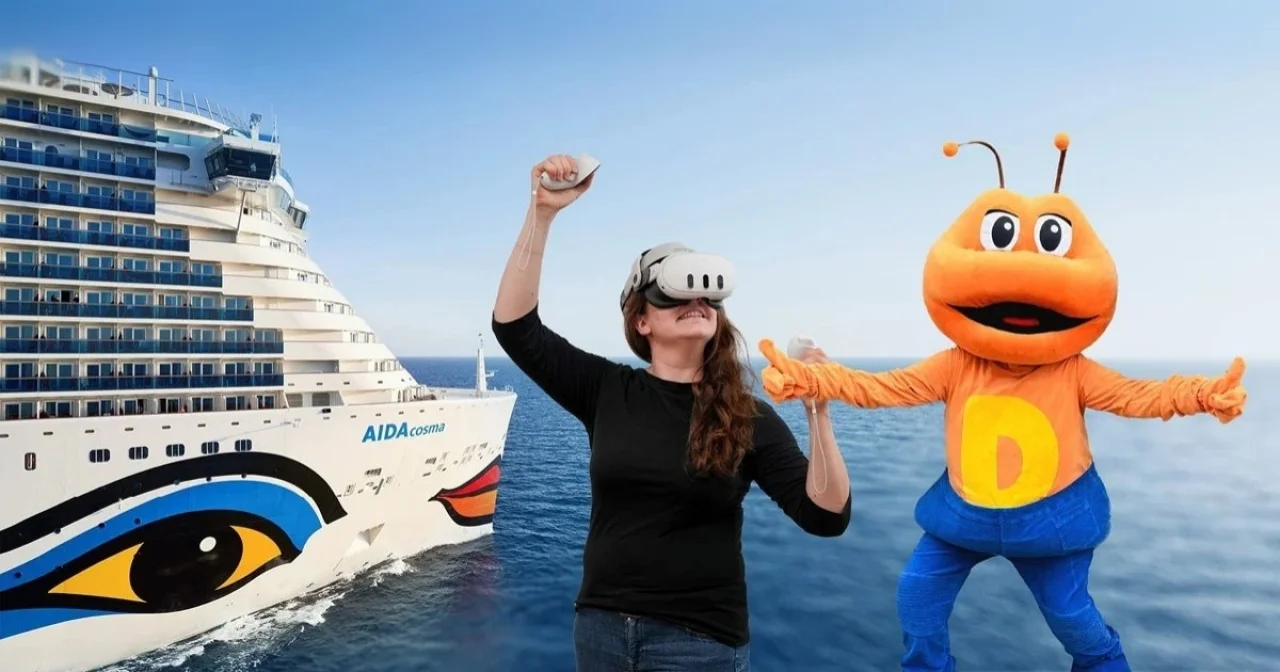 Katharina von EURESAreisen und Dodo von AIDA Cruises auf Header für Beitrag zu VG-Game an Bord der Kussmundschiffe