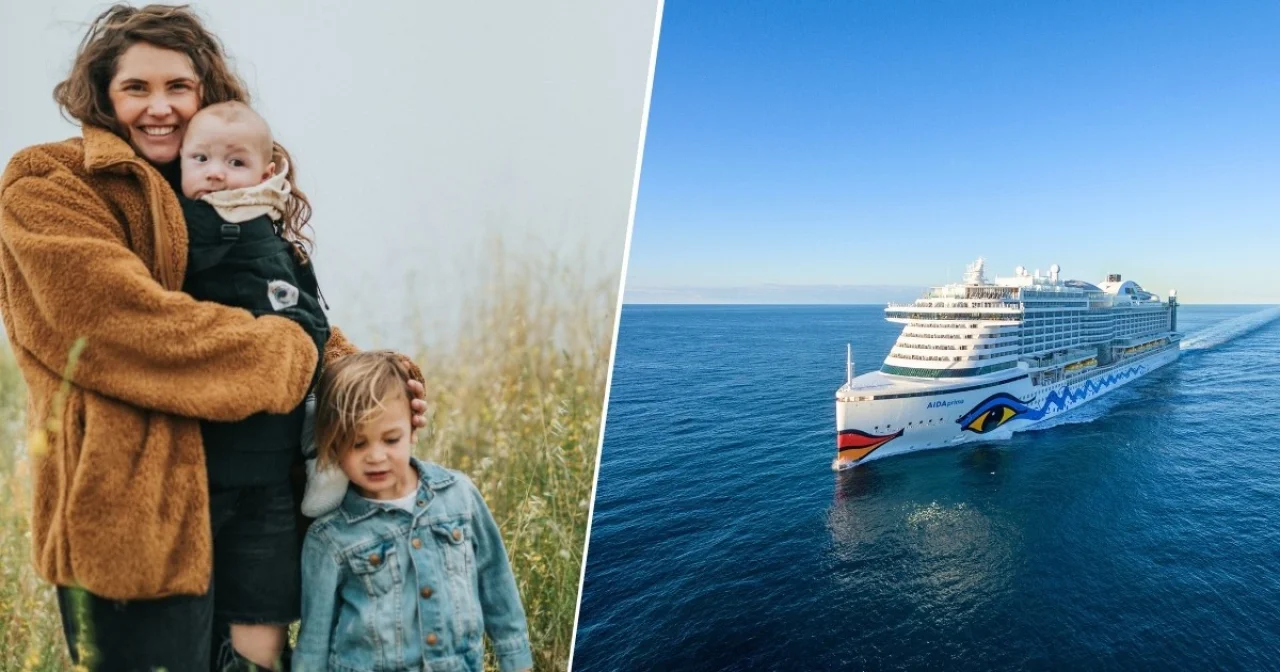 Familie und AIDAprima im Herbst